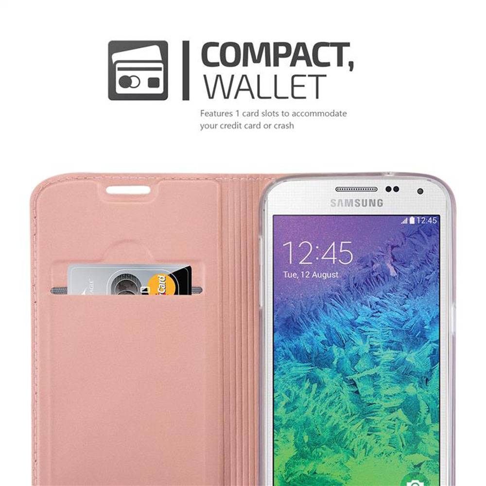 Cadorabo Handyhülle für Samsung Galaxy ALPHA Schutz Hülle in Rosa Cover Etui Book Case Booklet