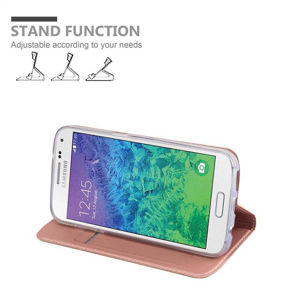 Cadorabo Handyhülle für Samsung Galaxy ALPHA Schutz Hülle in Rosa Cover Etui Book Case Booklet