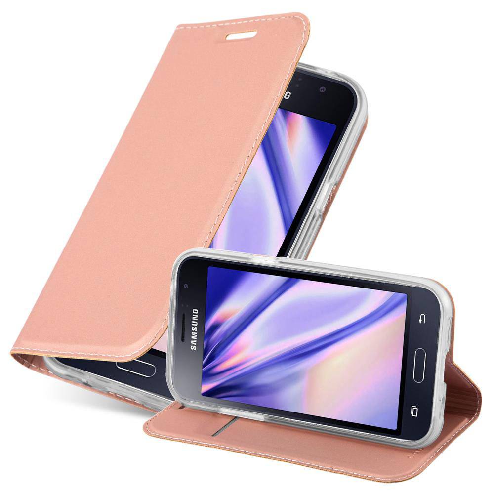 Cadorabo Handyhülle für Samsung Galaxy J1 2016 Schutz Hülle in Rosa Cover Etui Book Case Booklet
