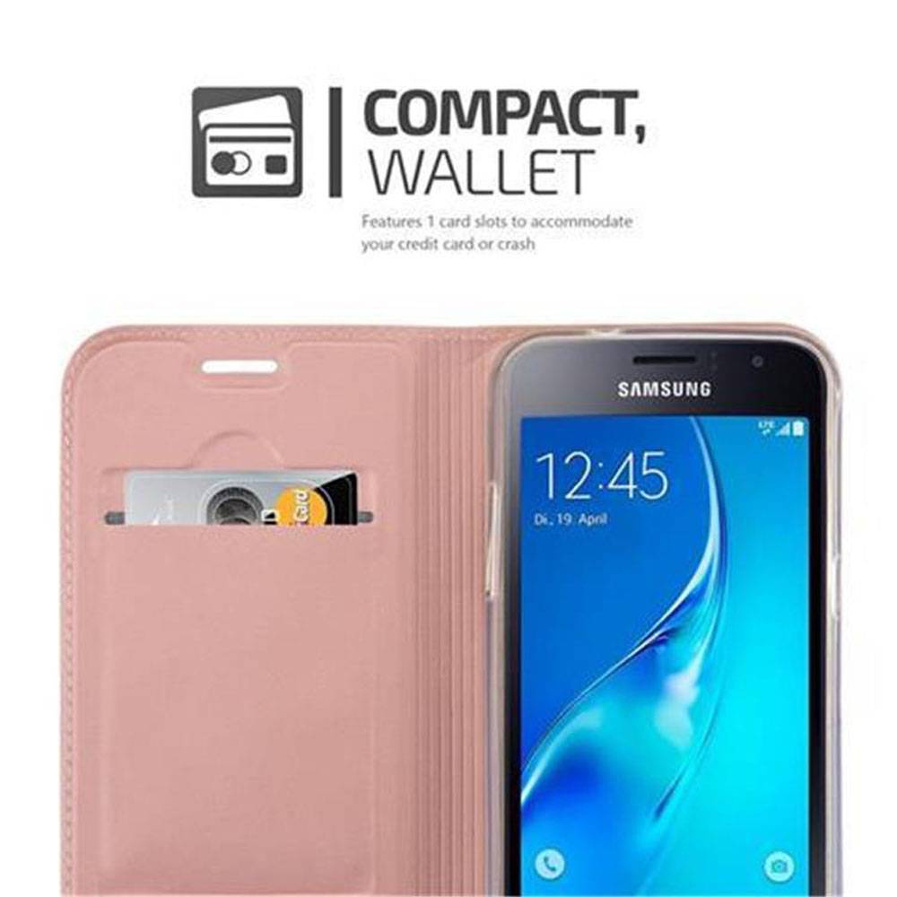 Cadorabo Handyhülle für Samsung Galaxy J1 2016 Schutz Hülle in Rosa Cover Etui Book Case Booklet