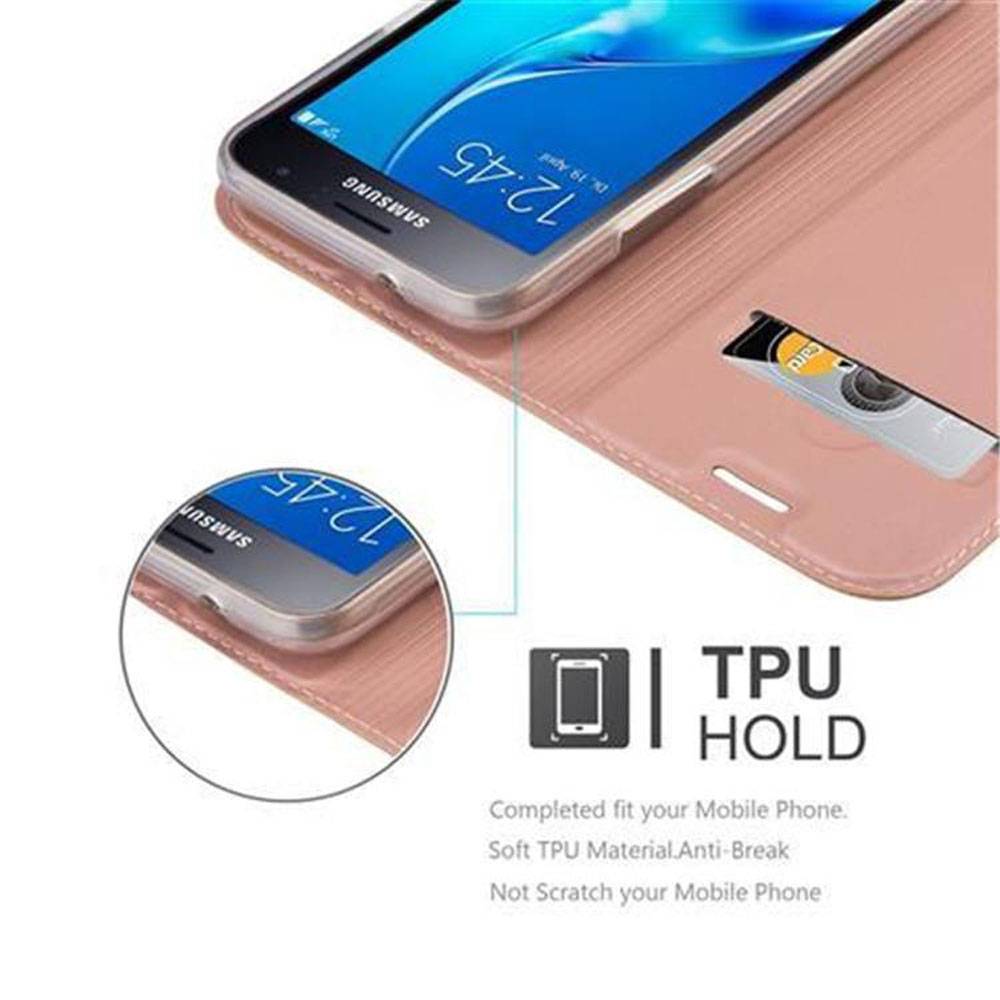 Cadorabo Handyhülle für Samsung Galaxy J1 2016 Schutz Hülle in Rosa Cover Etui Book Case Booklet