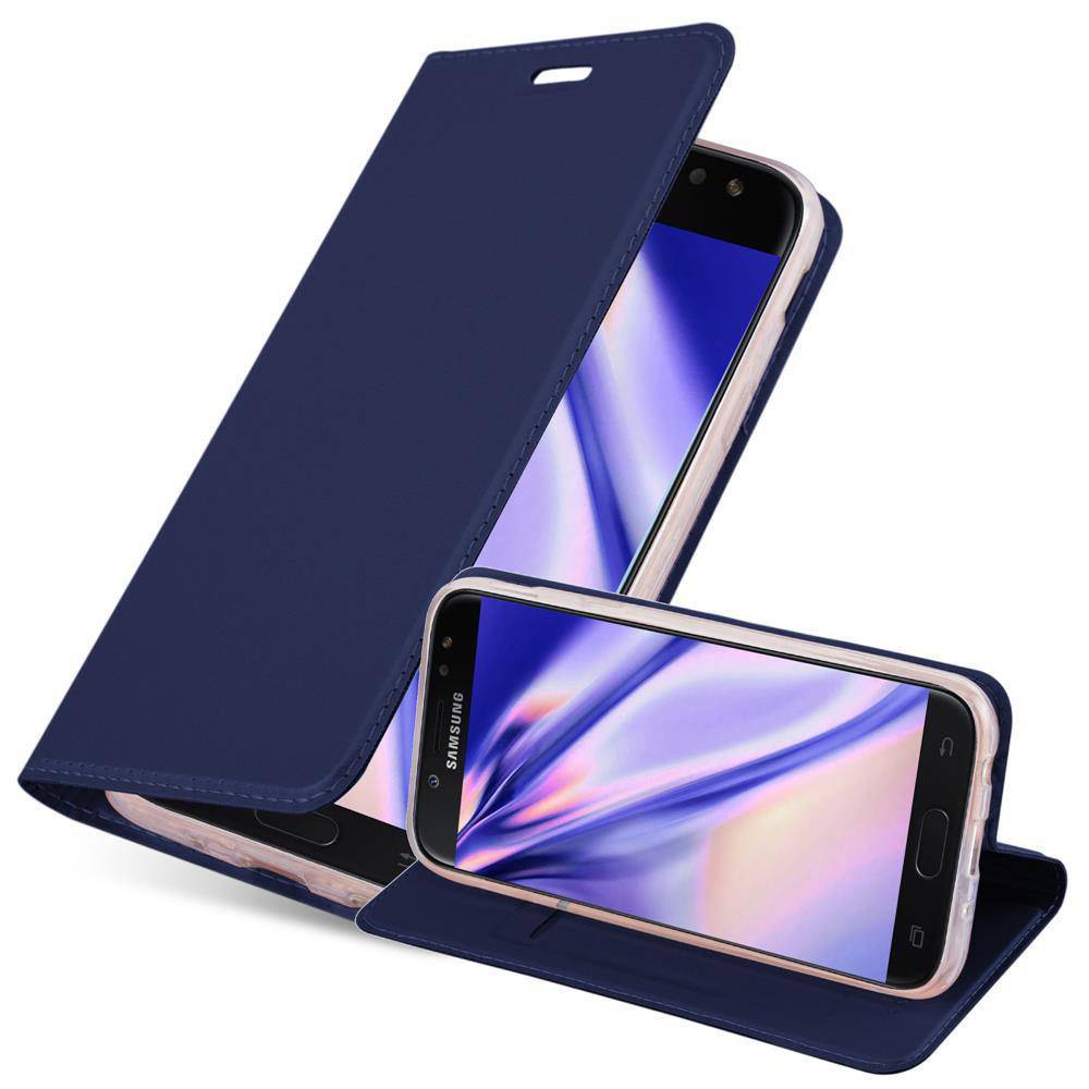 Cadorabo Handyhülle für Samsung Galaxy J3 2017 Schutz Hülle in Blau Cover Etui Book Case Booklet