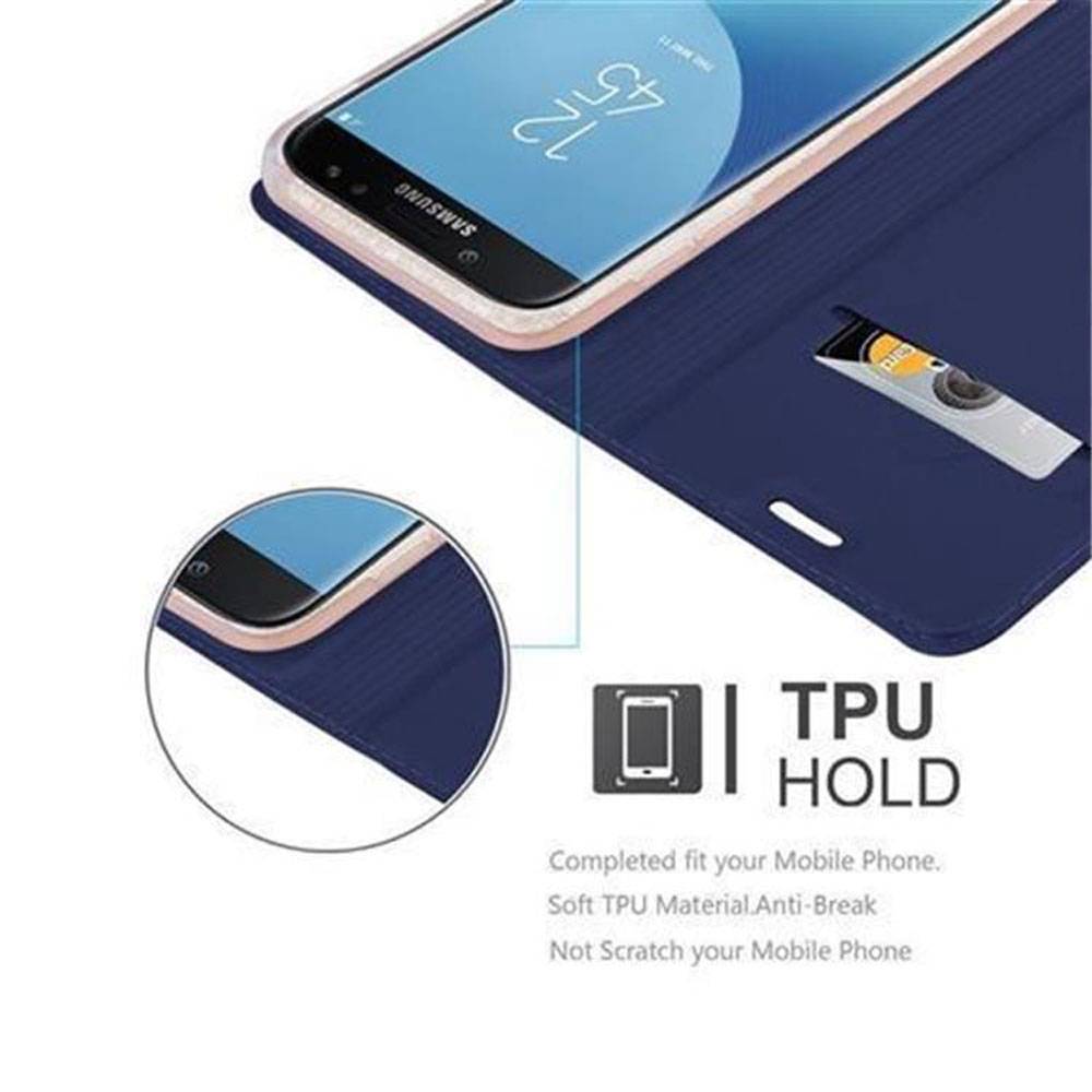 Cadorabo Handyhülle für Samsung Galaxy J3 2017 Schutz Hülle in Blau Cover Etui Book Case Booklet