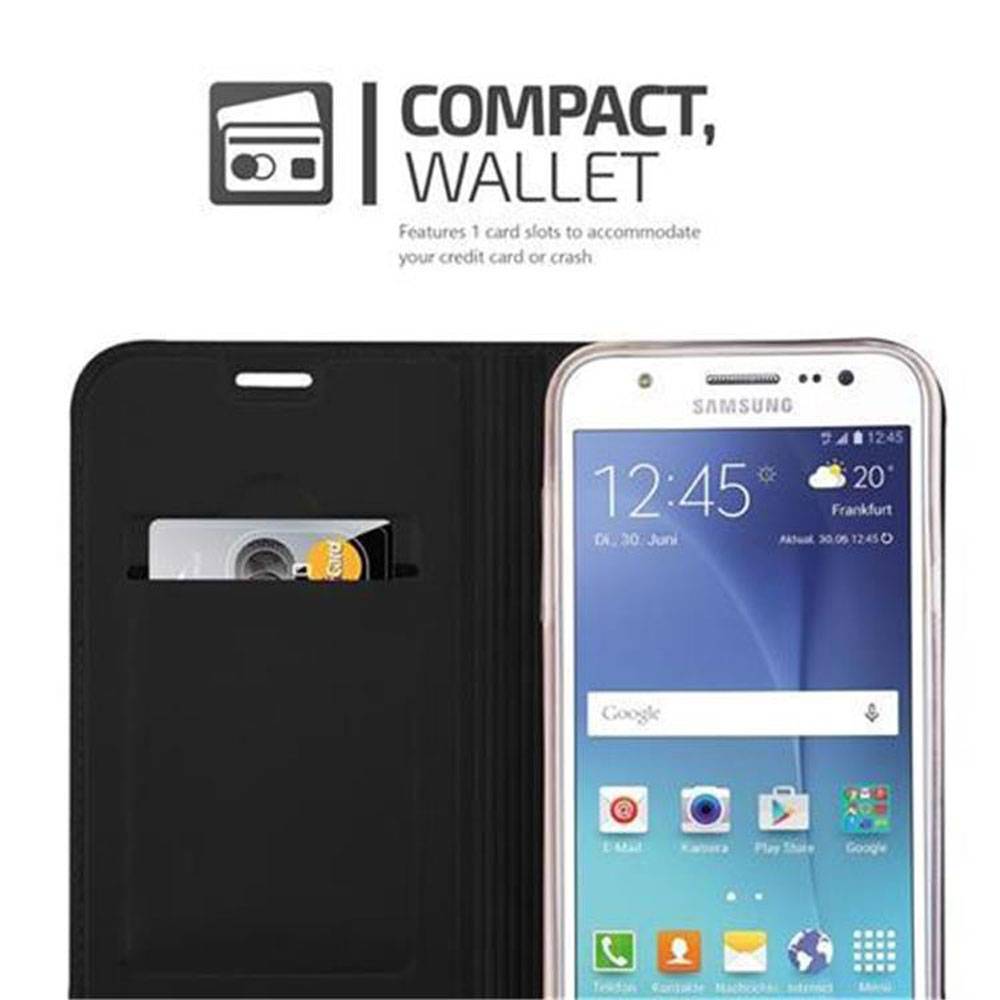 Cadorabo Handyhülle für Samsung Galaxy J5 2015 Schutz Hülle in Schwarz Cover Etui Book Case Booklet
