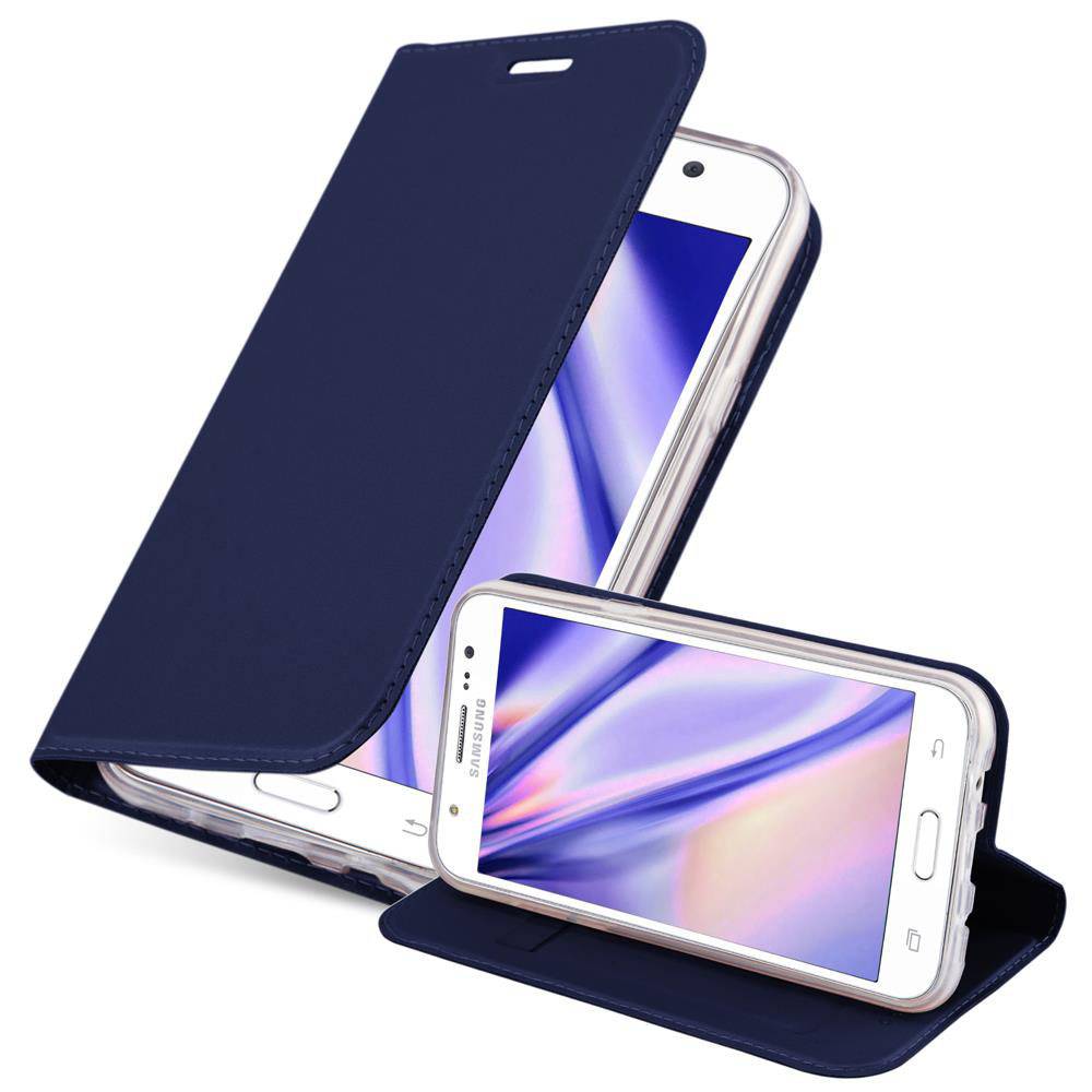 Cadorabo Handyhülle für Samsung Galaxy J5 2015 Schutz Hülle in Blau Cover Etui Book Case Booklet