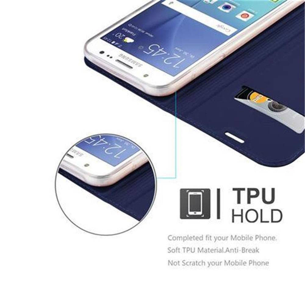 Cadorabo Handyhülle für Samsung Galaxy J5 2015 Schutz Hülle in Blau Cover Etui Book Case Booklet