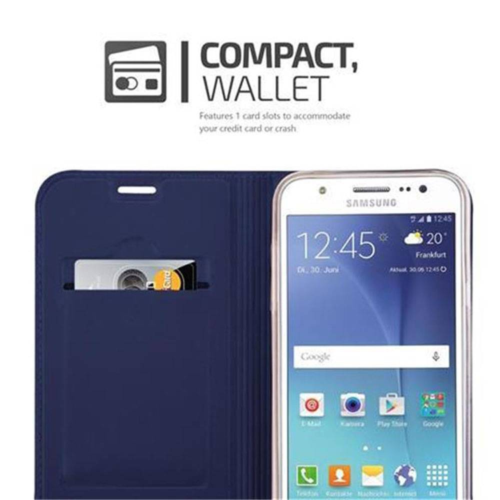 Cadorabo Handyhülle für Samsung Galaxy J5 2015 Schutz Hülle in Blau Cover Etui Book Case Booklet