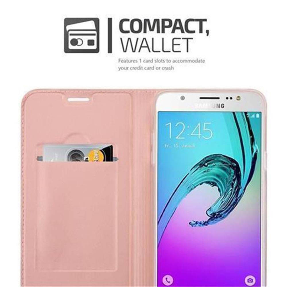 Cadorabo Handyhülle für Samsung Galaxy J7 2016 Schutz Hülle in Rosa Cover Etui Book Case Booklet