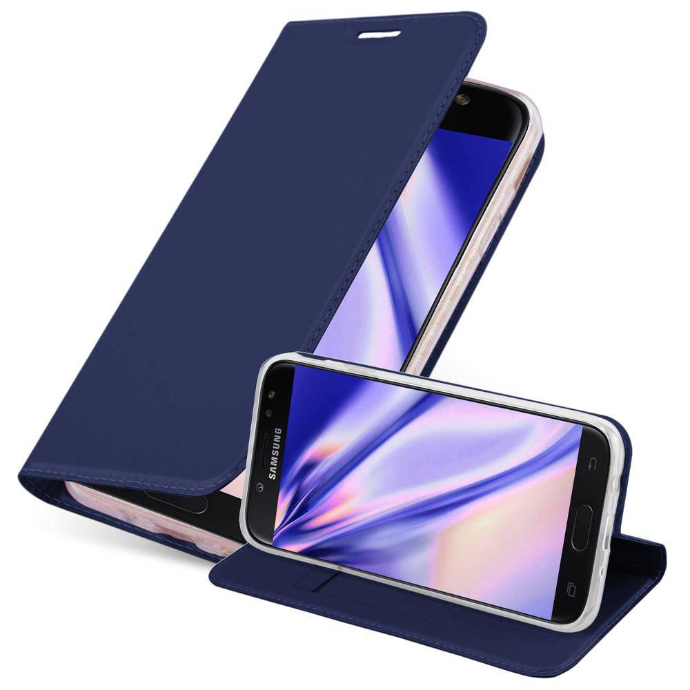 Cadorabo Handyhülle für Samsung Galaxy J7 2017 Schutz Hülle in Blau Cover Etui Book Case Booklet