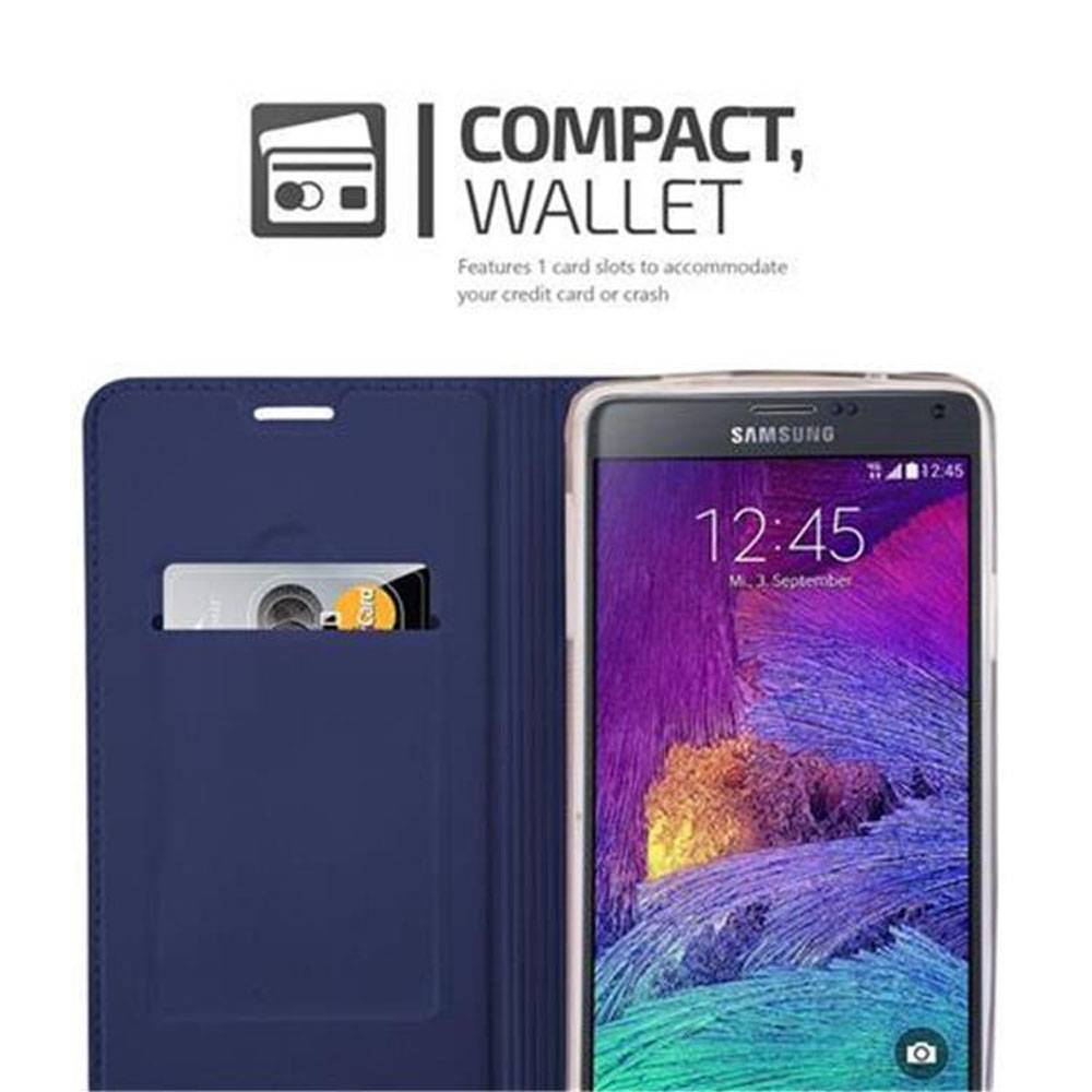 Cadorabo Handyhülle für Samsung Galaxy NOTE 4 Schutz Hülle in Blau Cover Etui Book Case Booklet