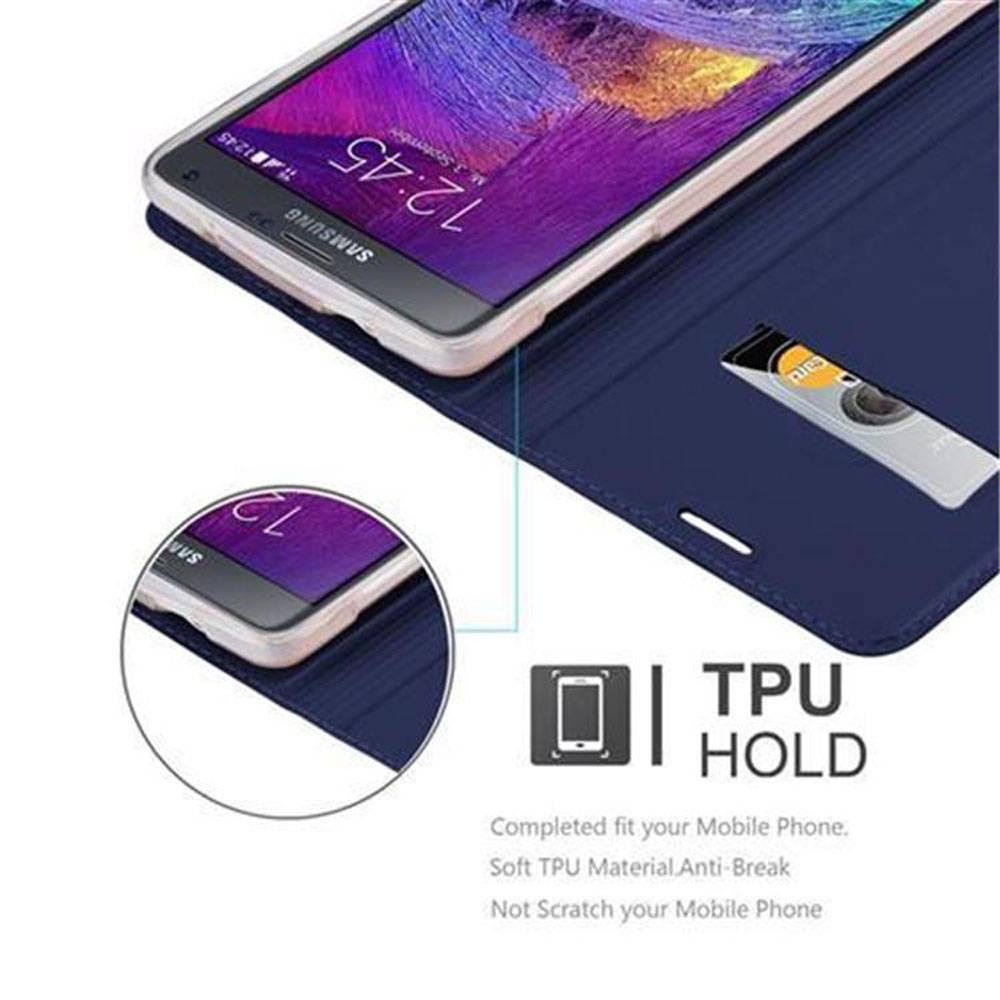 Cadorabo Handyhülle für Samsung Galaxy NOTE 4 Schutz Hülle in Blau Cover Etui Book Case Booklet