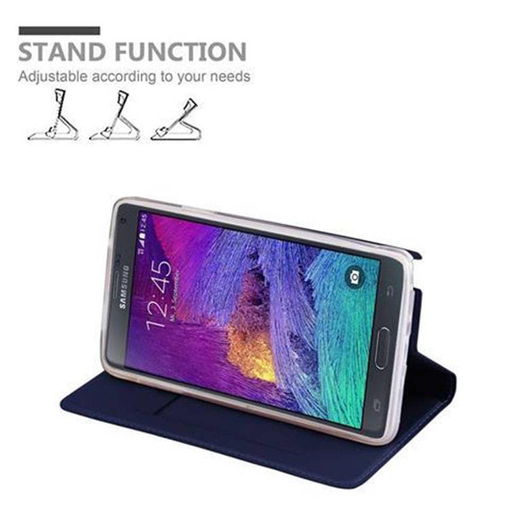 Cadorabo Handyhülle für Samsung Galaxy NOTE 4 Schutz Hülle in Blau Cover Etui Book Case Booklet