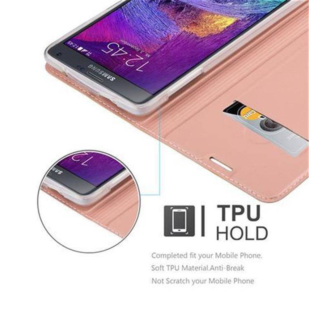 Cadorabo Handyhülle für Samsung Galaxy NOTE 4 Schutz Hülle in Rosa Cover Etui Book Case Booklet