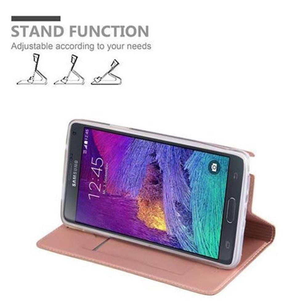Cadorabo Handyhülle für Samsung Galaxy NOTE 4 Schutz Hülle in Rosa Cover Etui Book Case Booklet