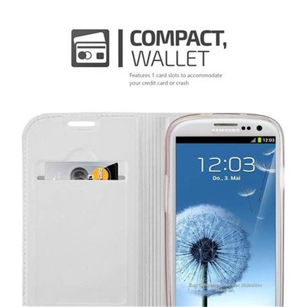 Cadorabo Handyhülle für Samsung Galaxy S3 / S3 NEO Schutz Hülle in Silber Cover Etui Book Case Booklet