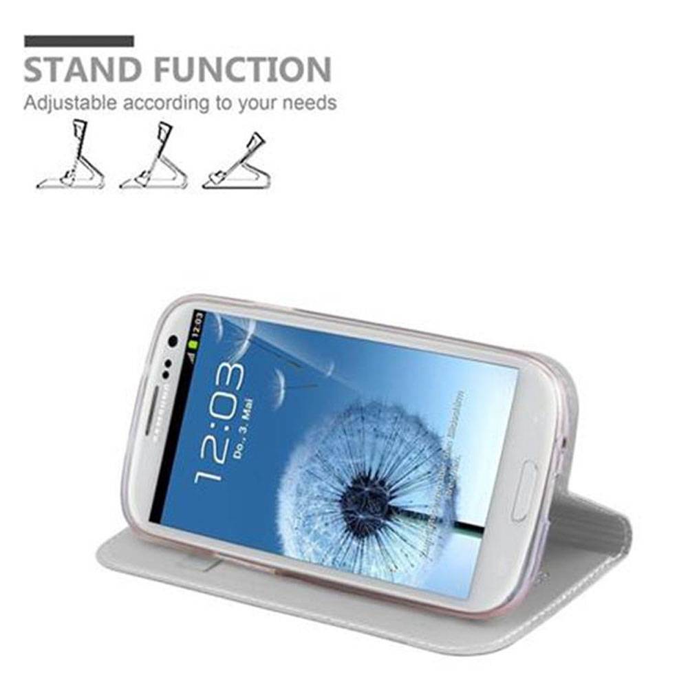 Cadorabo Handyhülle für Samsung Galaxy S3 / S3 NEO Schutz Hülle in Silber Cover Etui Book Case Booklet
