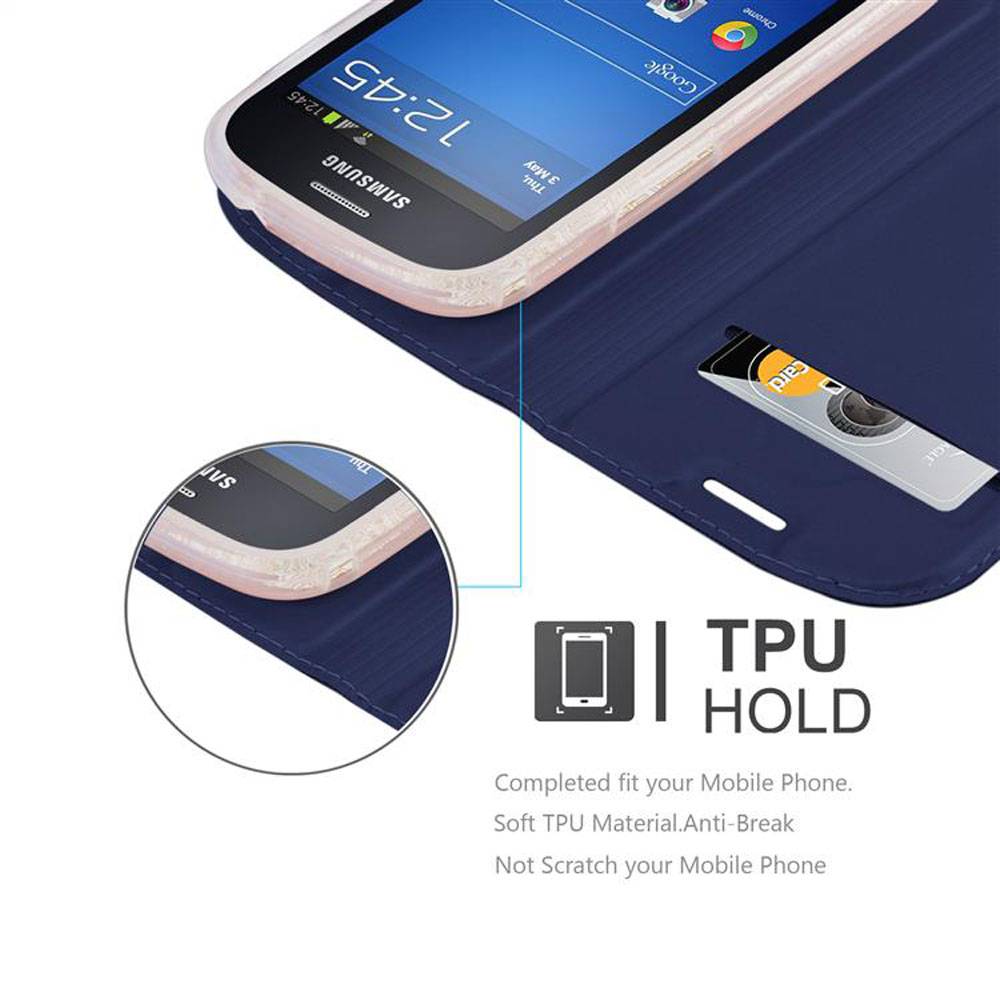 Cadorabo Handyhülle für Samsung Galaxy S3 MINI Schutz Hülle in Blau Cover Etui Book Case Booklet