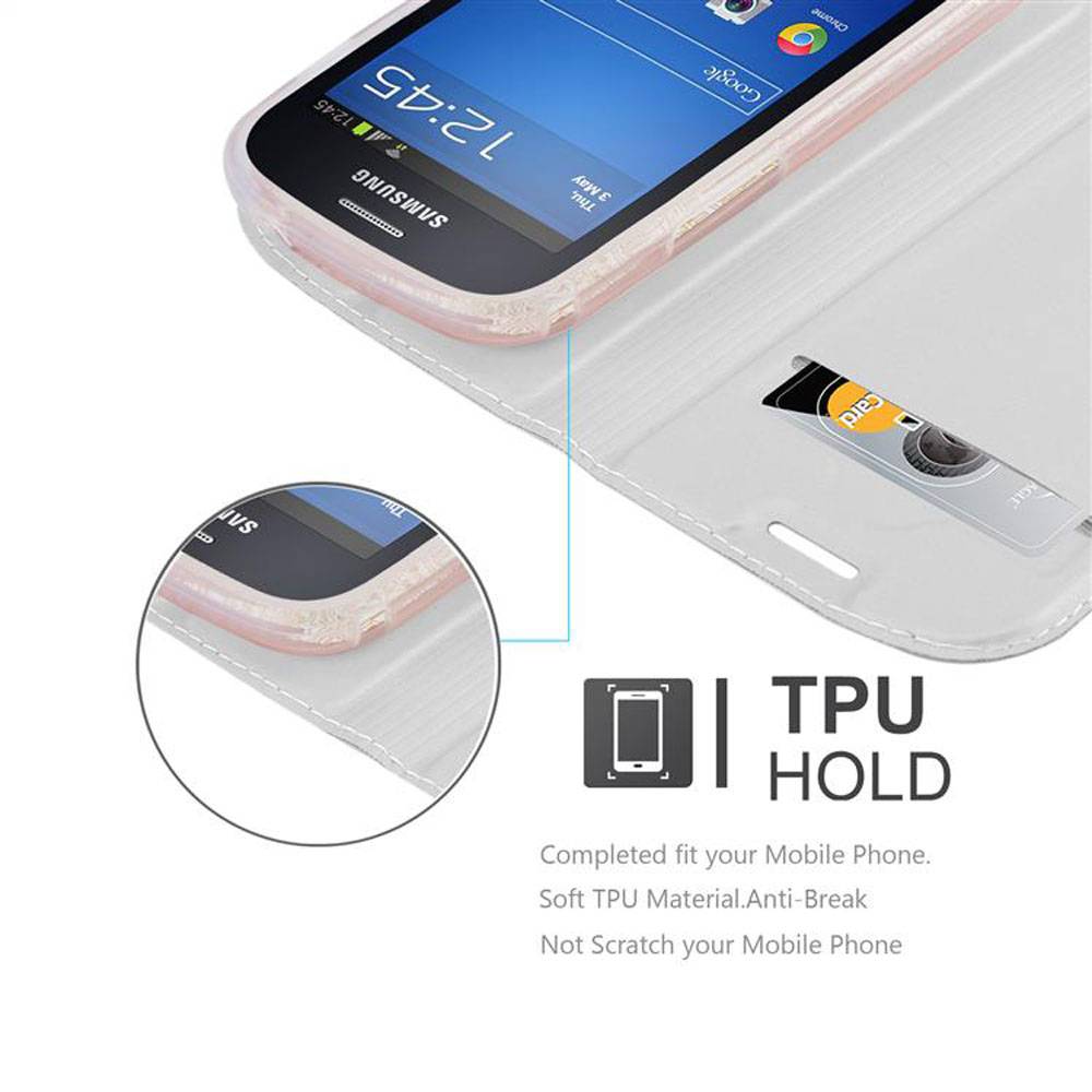 Cadorabo Handyhülle für Samsung Galaxy S3 MINI Schutz Hülle in Silber Cover Etui Book Case Booklet