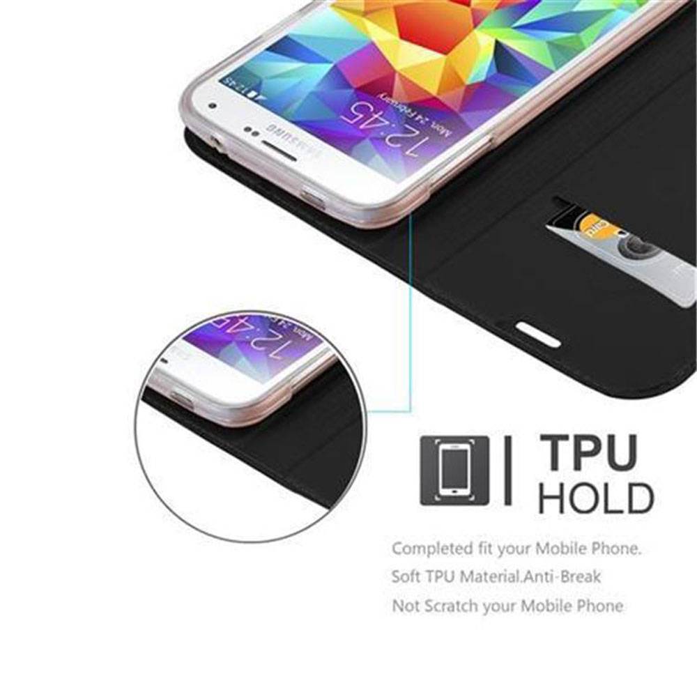 Cadorabo Handyhülle für Samsung Galaxy S5 / S5 NEO Schutz Hülle in Schwarz Cover Etui Book Case Booklet
