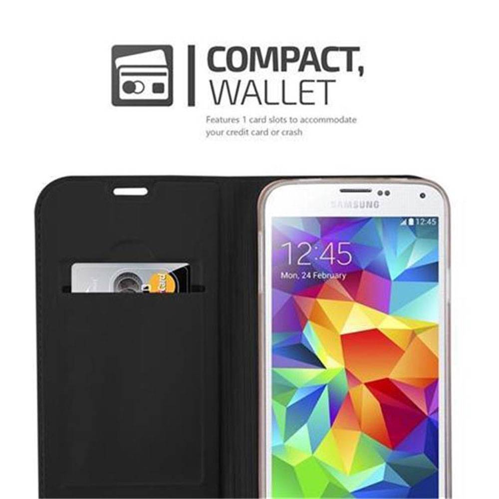 Cadorabo Handyhülle für Samsung Galaxy S5 / S5 NEO Schutz Hülle in Schwarz Cover Etui Book Case Booklet