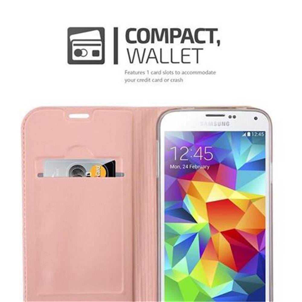 Cadorabo Handyhülle für Samsung Galaxy S5 / S5 NEO Schutz Hülle in Rosa Cover Etui Book Case Booklet