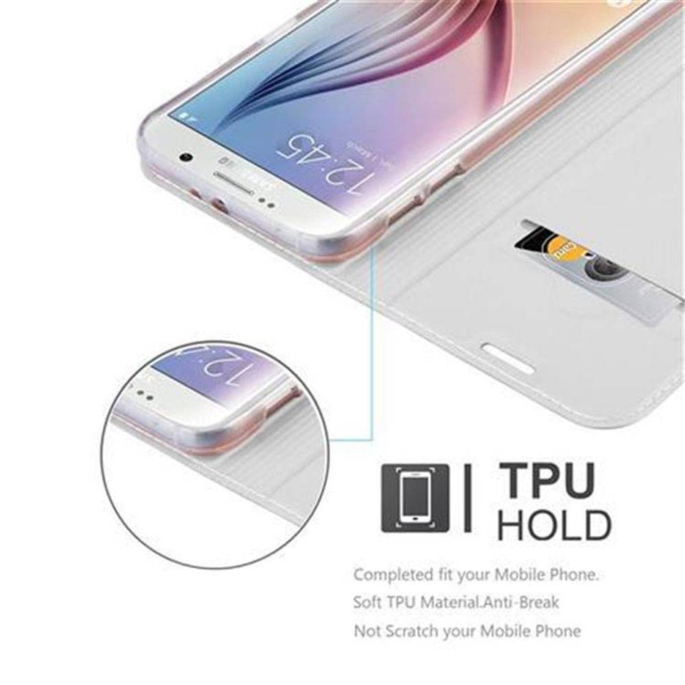 Cadorabo Handyhülle für Samsung Galaxy S6 Schutz Hülle in Silber Cover Etui Book Case Booklet