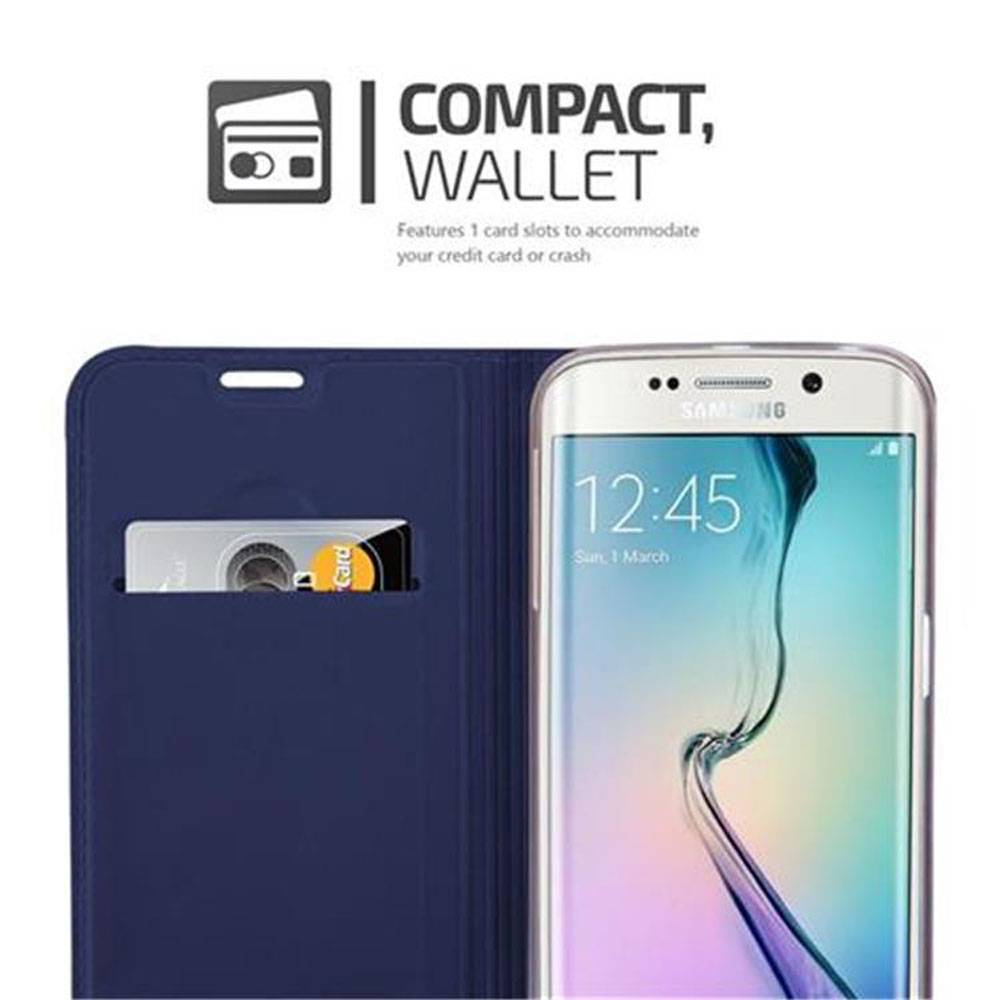 Cadorabo Handyhülle für Samsung Galaxy S6 EDGE Schutz Hülle in Blau Cover Etui Book Case Booklet