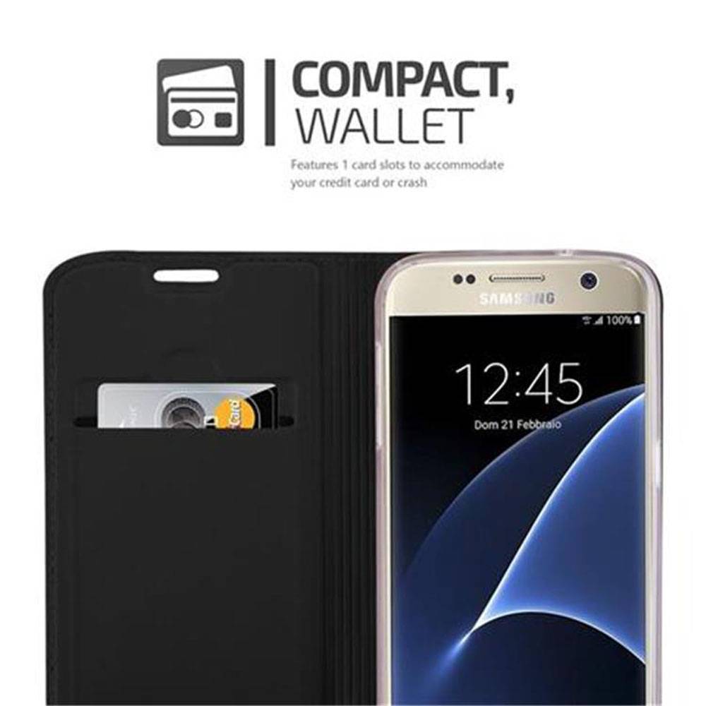 Cadorabo Handyhülle für Samsung Galaxy S7 Schutz Hülle in Schwarz Cover Etui Book Case Booklet