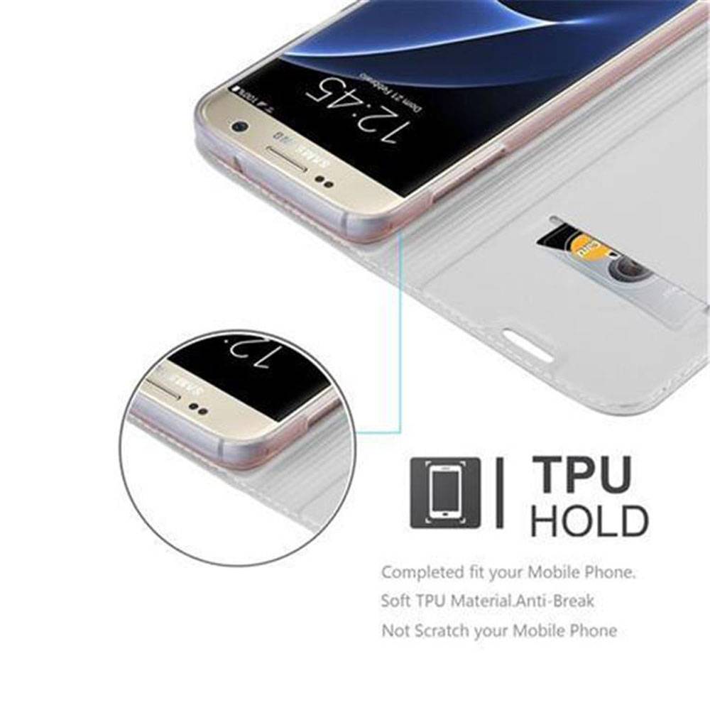 Cadorabo Handyhülle für Samsung Galaxy S7 Schutz Hülle in Silber Cover Etui Book Case Booklet