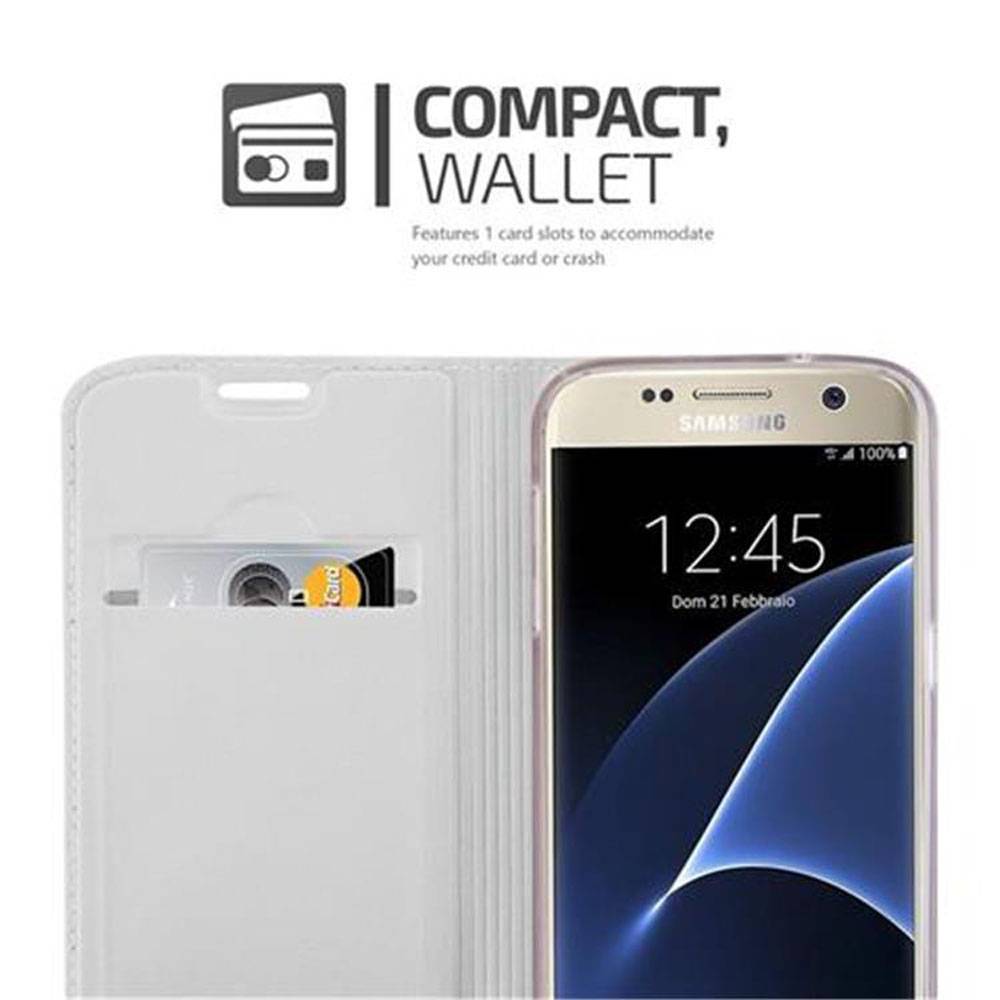 Cadorabo Handyhülle für Samsung Galaxy S7 Schutz Hülle in Silber Cover Etui Book Case Booklet