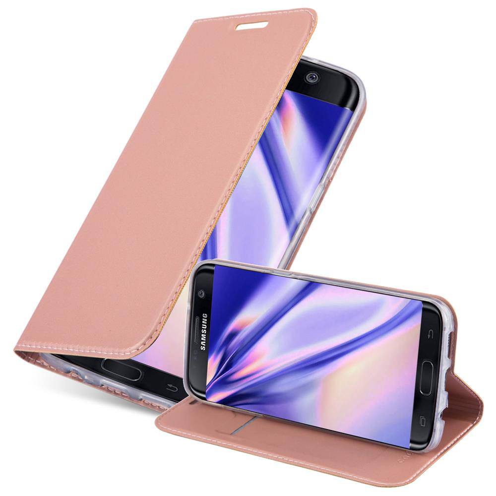 Cadorabo Handyhülle für Samsung Galaxy S7 EDGE Schutz Hülle in Rosa Cover Etui Book Case Booklet