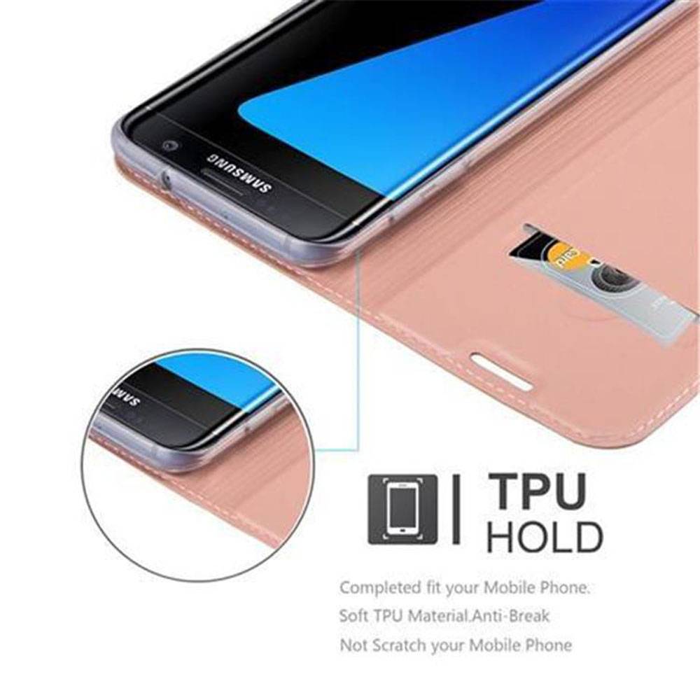 Cadorabo Handyhülle für Samsung Galaxy S7 EDGE Schutz Hülle in Rosa Cover Etui Book Case Booklet