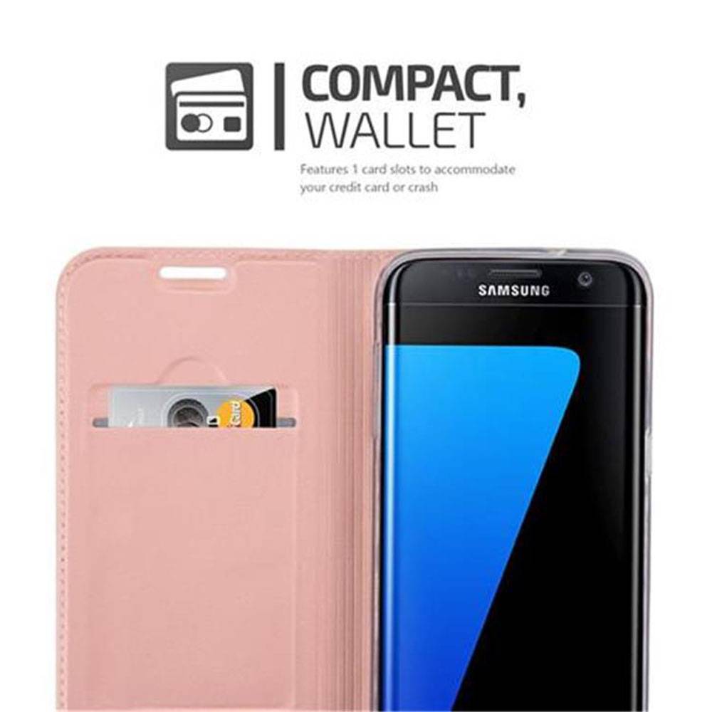 Cadorabo Handyhülle für Samsung Galaxy S7 EDGE Schutz Hülle in Rosa Cover Etui Book Case Booklet