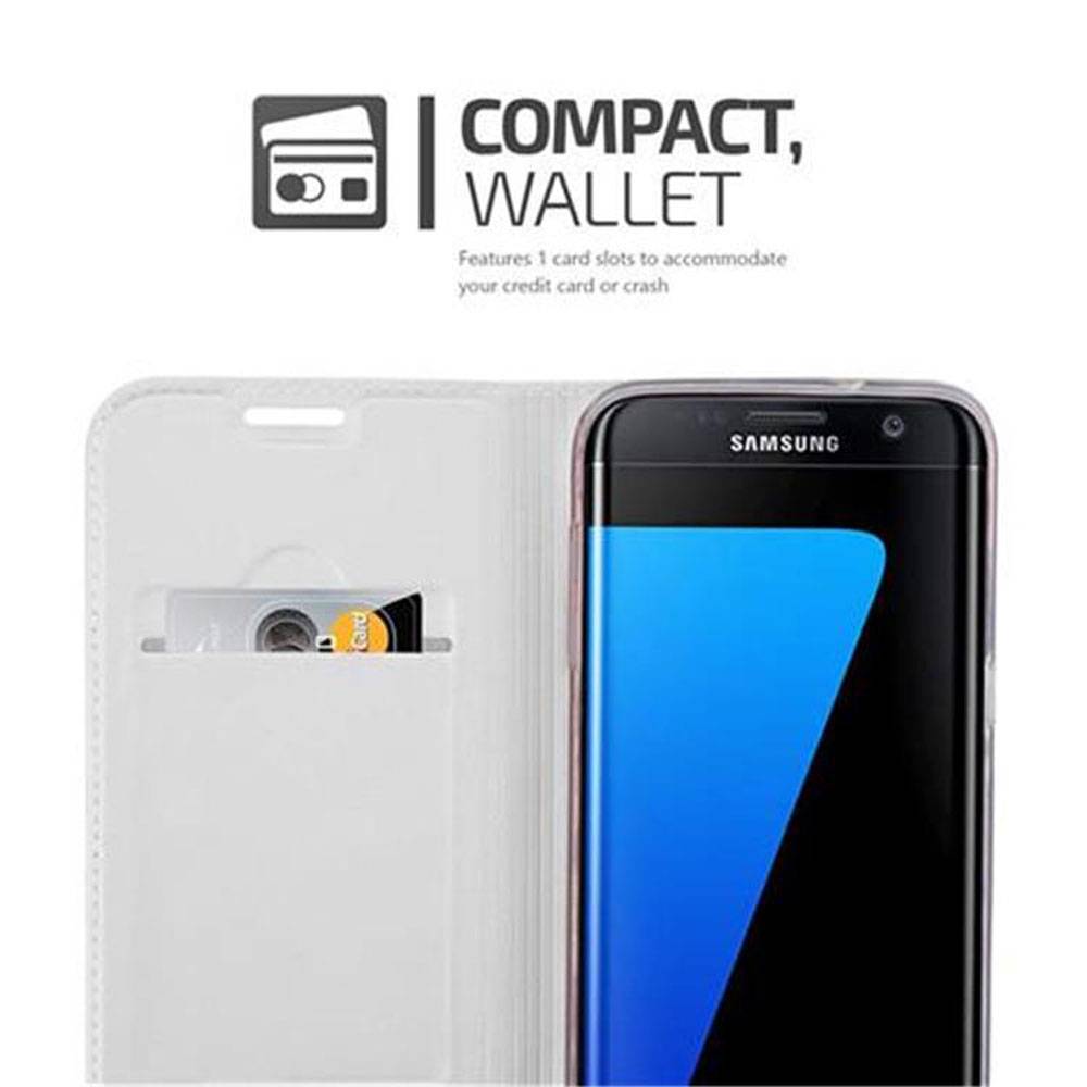 Cadorabo Handyhülle für Samsung Galaxy S7 EDGE Schutz Hülle in Silber Cover Etui Book Case Booklet