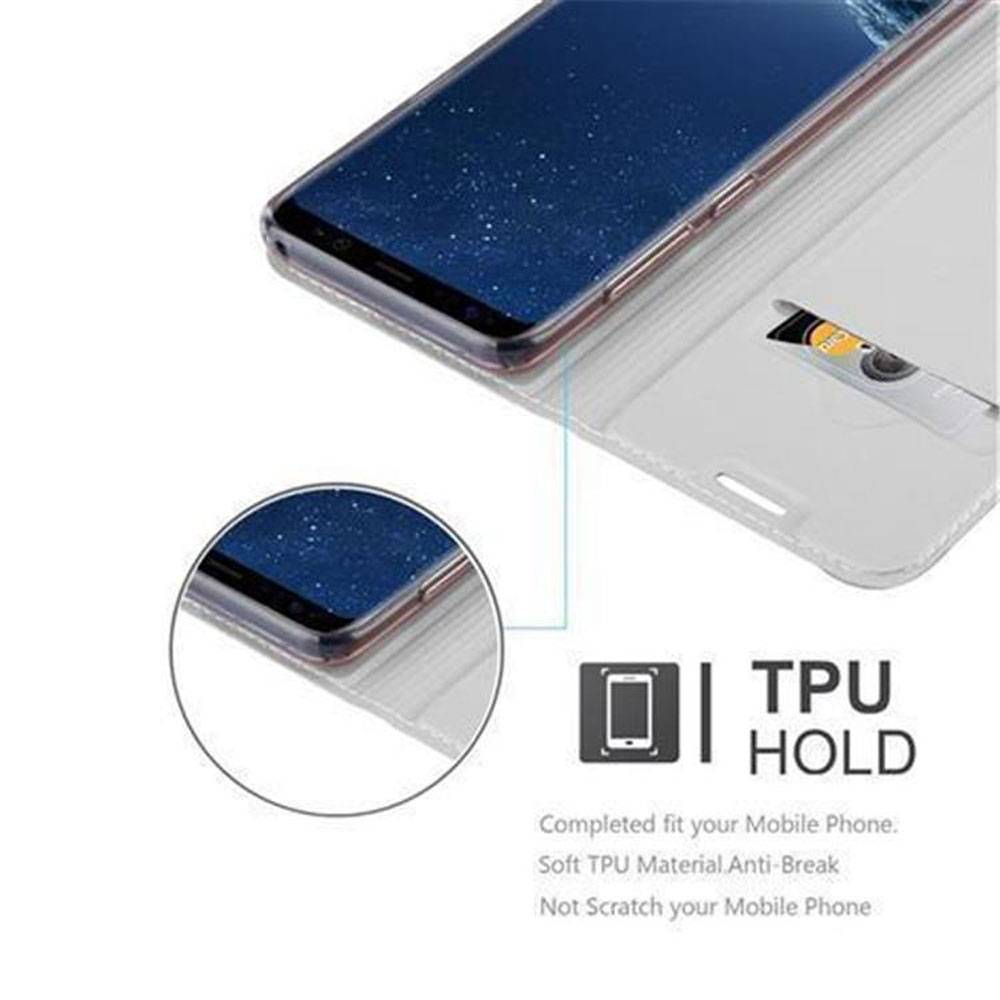 Cadorabo Handyhülle für Samsung Galaxy S8 Schutz Hülle in Silber Cover Etui Book Case Booklet