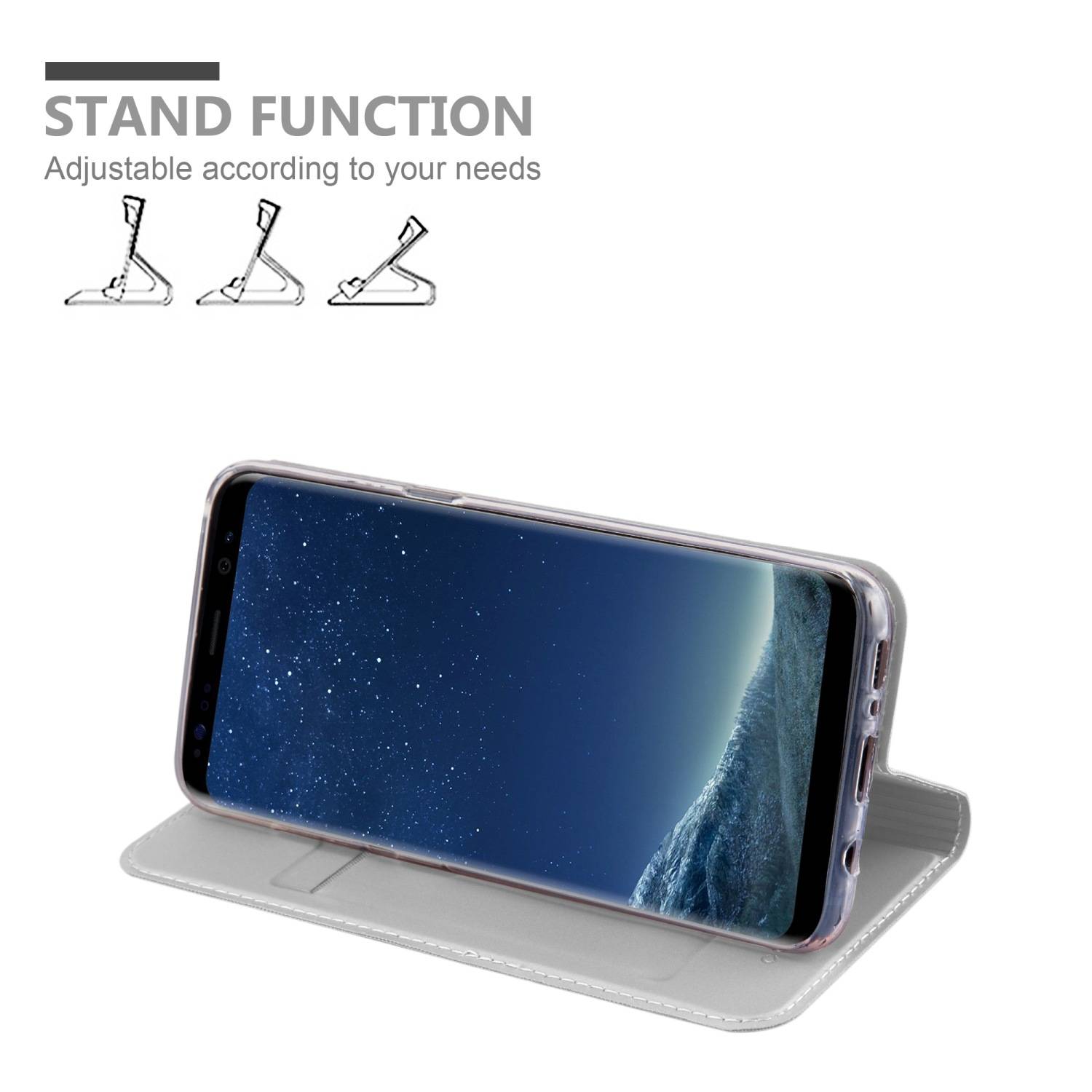 Cadorabo Handyhülle für Samsung Galaxy S8 PLUS Schutz Hülle in Silberfarben Cover Etui Book Case Booklet