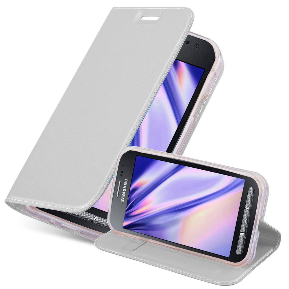 Cadorabo Handyhülle für Samsung Galaxy XCover 3 Schutz Hülle in Silber Cover Etui Book Case Booklet
