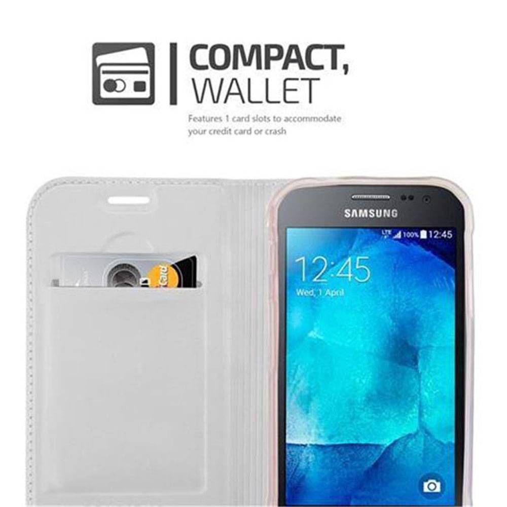 Cadorabo Handyhülle für Samsung Galaxy XCover 3 Schutz Hülle in Silber Cover Etui Book Case Booklet