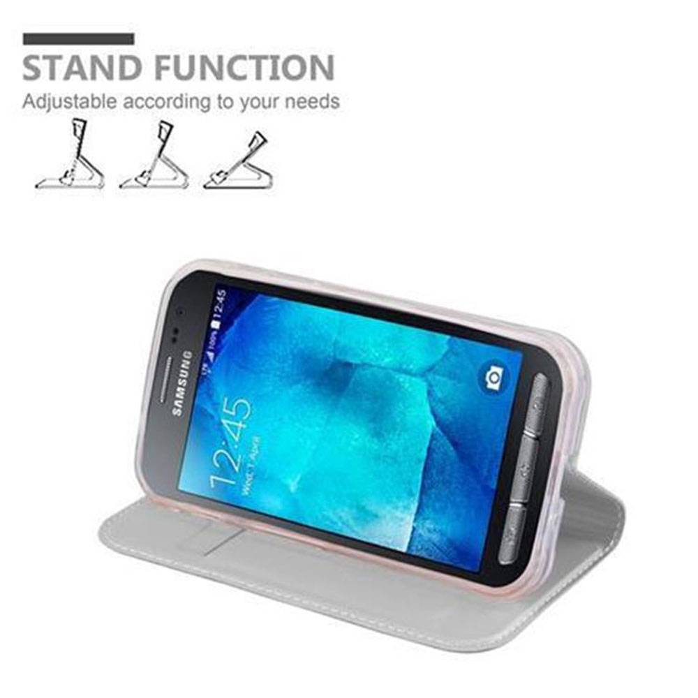 Cadorabo Handyhülle für Samsung Galaxy XCover 3 Schutz Hülle in Silber Cover Etui Book Case Booklet