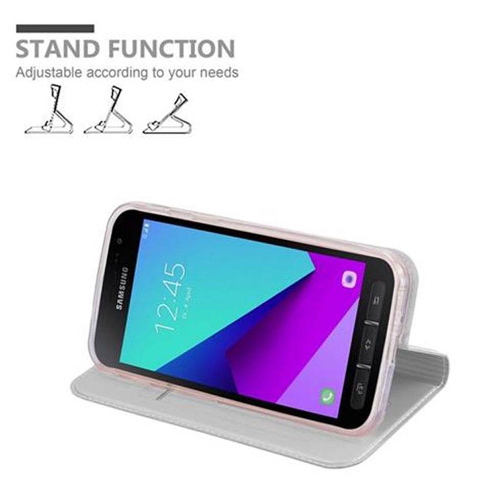 Cadorabo Handyhülle für Samsung Galaxy XCover 4 / XCover 4S Schutz Hülle in Silberfarben Cover Etui Book Case Booklet