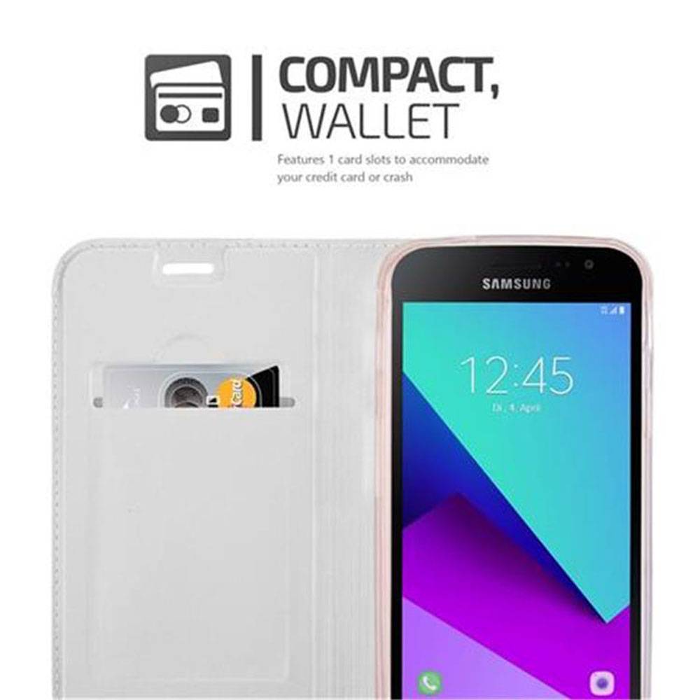 Cadorabo Handyhülle für Samsung Galaxy XCover 4 / XCover 4S Schutz Hülle in Silberfarben Cover Etui Book Case Booklet