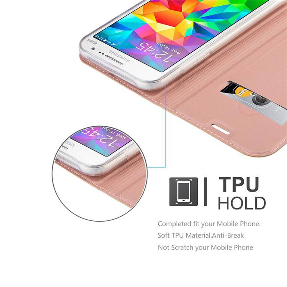 Cadorabo Handyhülle für Samsung Galaxy GRAND PRIME Schutz Hülle in Rosa Cover Etui Book Case Booklet