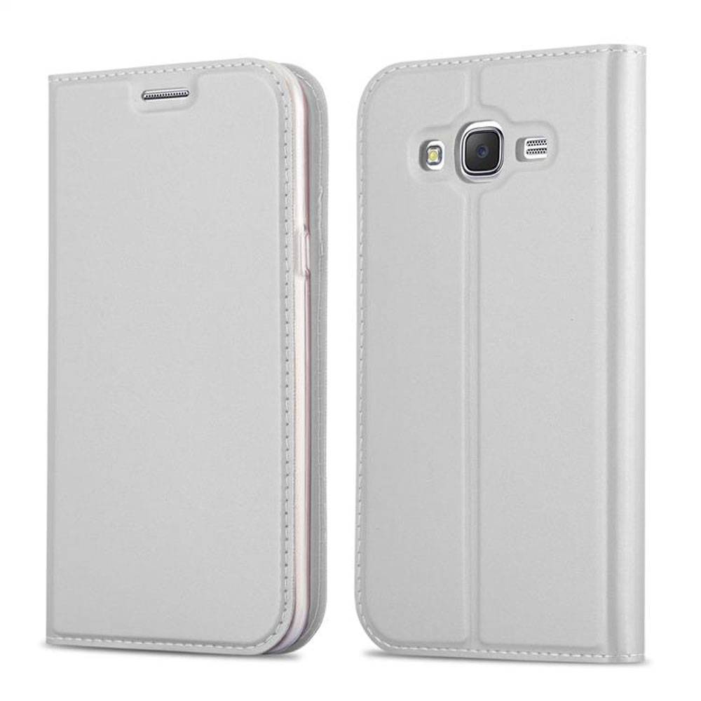 Cadorabo Handyhülle für Samsung Galaxy GRAND PRIME Schutz Hülle in Silber Cover Etui Book Case Booklet