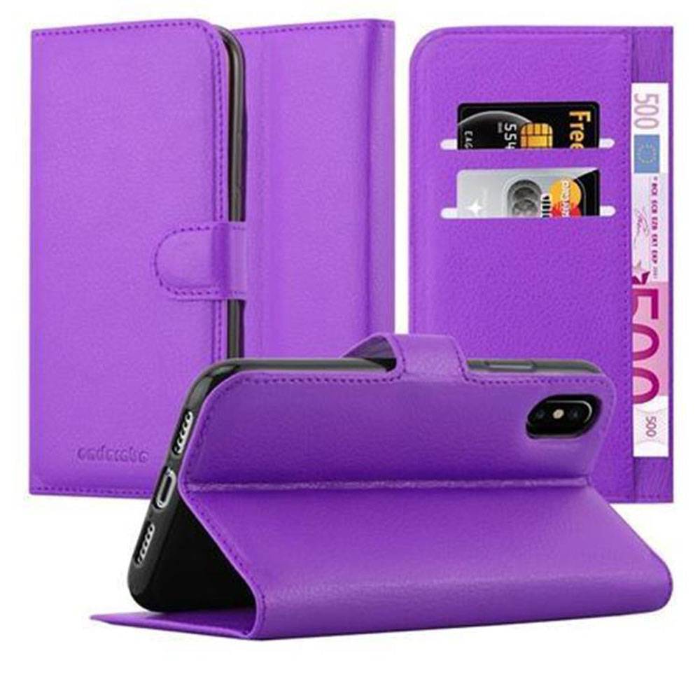 Cadorabo Hülle für Apple iPhone X / XS Schutz Hülle in Lila Handyhülle Etui Case Cover Magnetverschluss