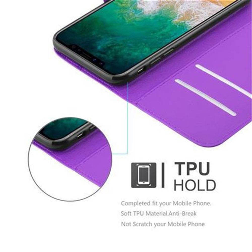 Cadorabo Hülle für Apple iPhone X / XS Schutz Hülle in Lila Handyhülle Etui Case Cover Magnetverschluss