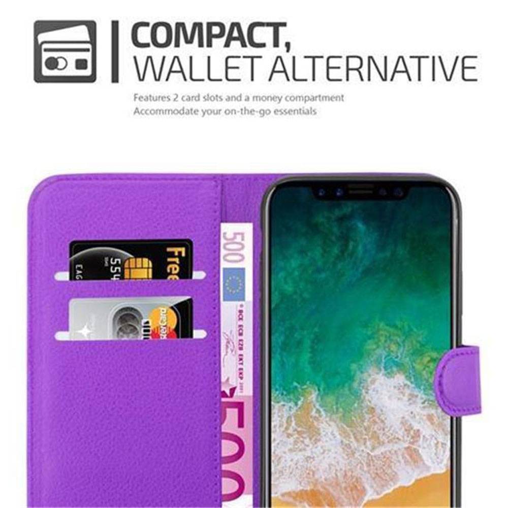 Cadorabo Hülle für Apple iPhone X / XS Schutz Hülle in Lila Handyhülle Etui Case Cover Magnetverschluss