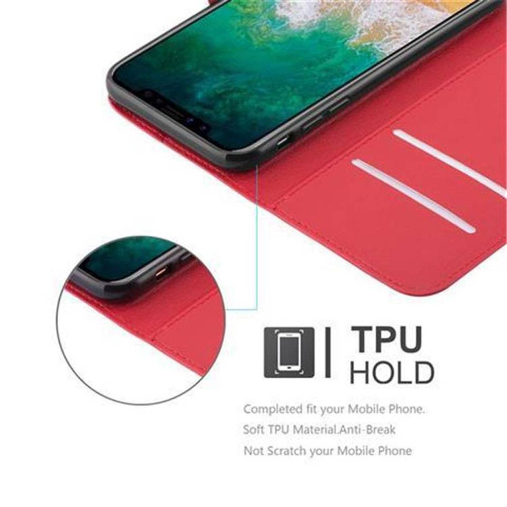 Cadorabo Hülle für Apple iPhone X / XS Schutz Hülle in Rot Handyhülle Etui Case Cover Magnetverschluss