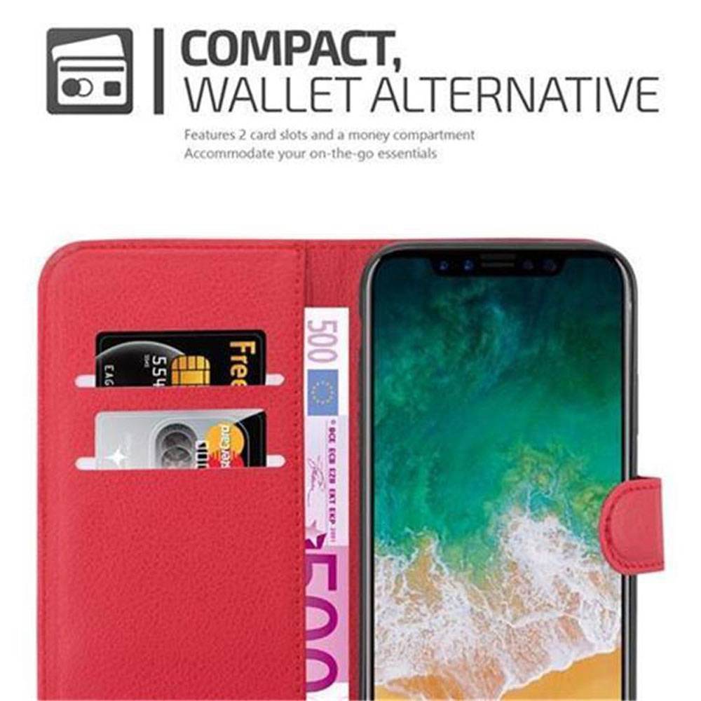Cadorabo Hülle für Apple iPhone X / XS Schutz Hülle in Rot Handyhülle Etui Case Cover Magnetverschluss