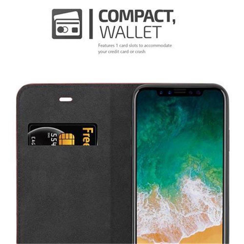 Cadorabo Hülle für Apple iPhone X / XS Schutz Hülle in Braun Handyhülle Etui Case Cover Magnetverschluss