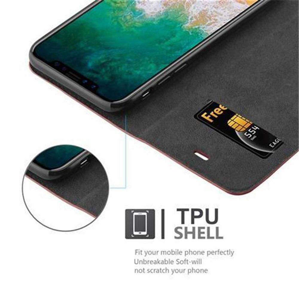 Cadorabo Hülle für Apple iPhone X / XS Schutz Hülle in Braun Handyhülle Etui Case Cover Magnetverschluss